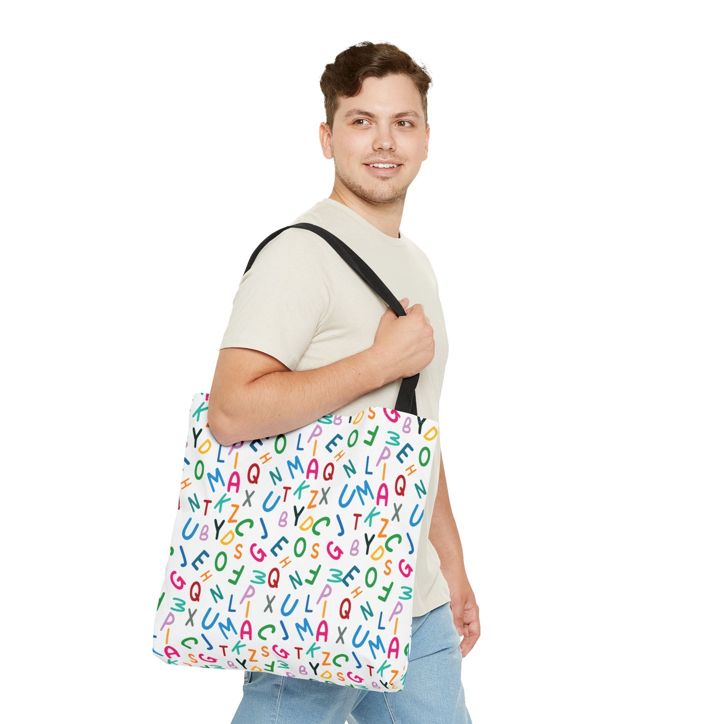 Colorful Alphabet Pattern Tote Bag