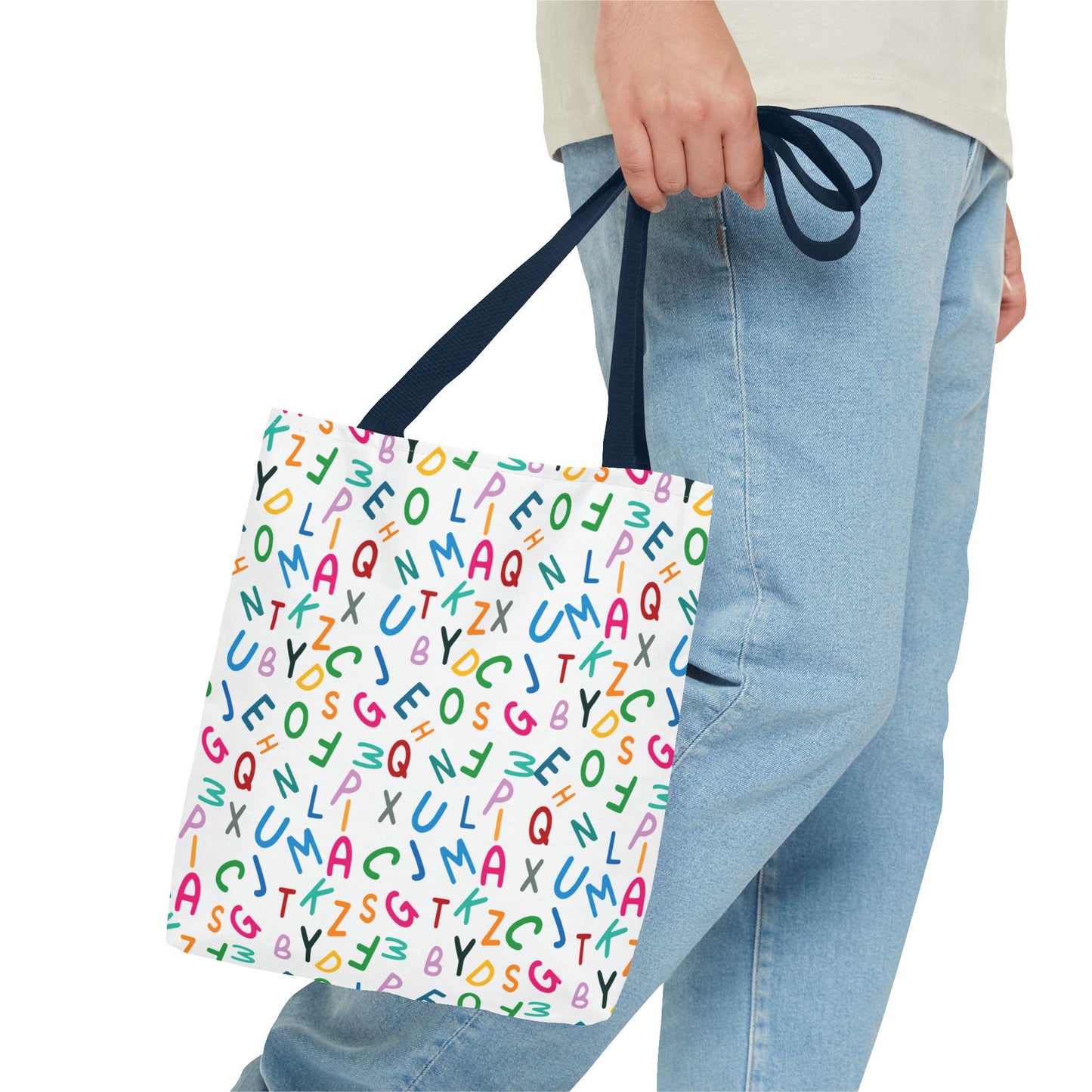Colorful Alphabet Pattern Tote Bag
