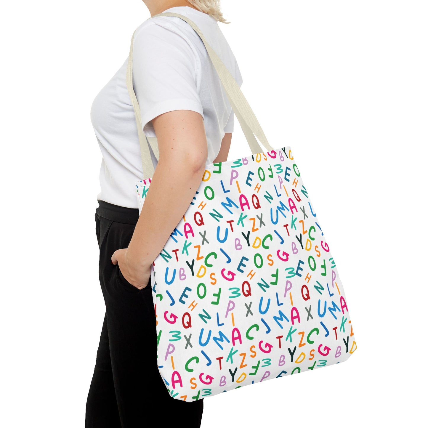Colorful Alphabet Pattern Tote Bag