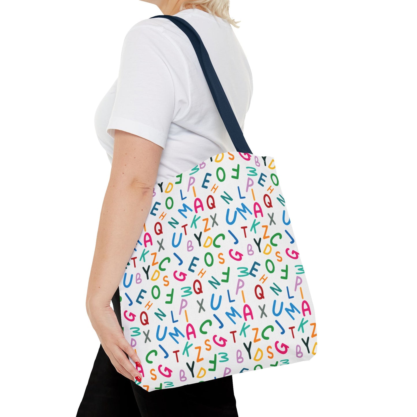 Colorful Alphabet Pattern Tote Bag