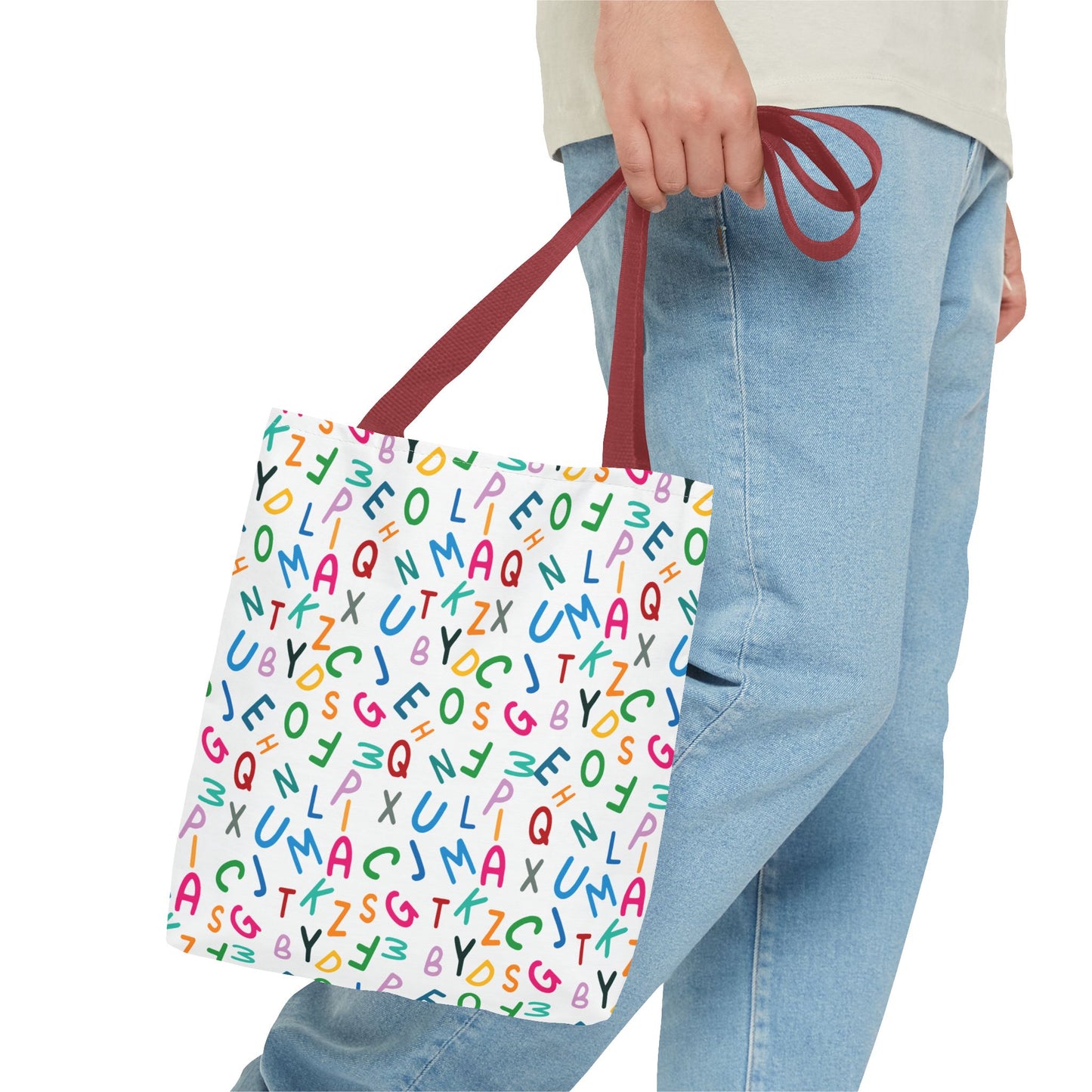 Colorful Alphabet Pattern Tote Bag