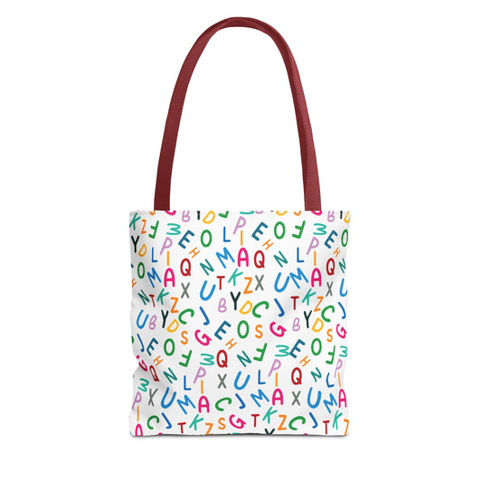 Colorful Alphabet Pattern Tote Bag
