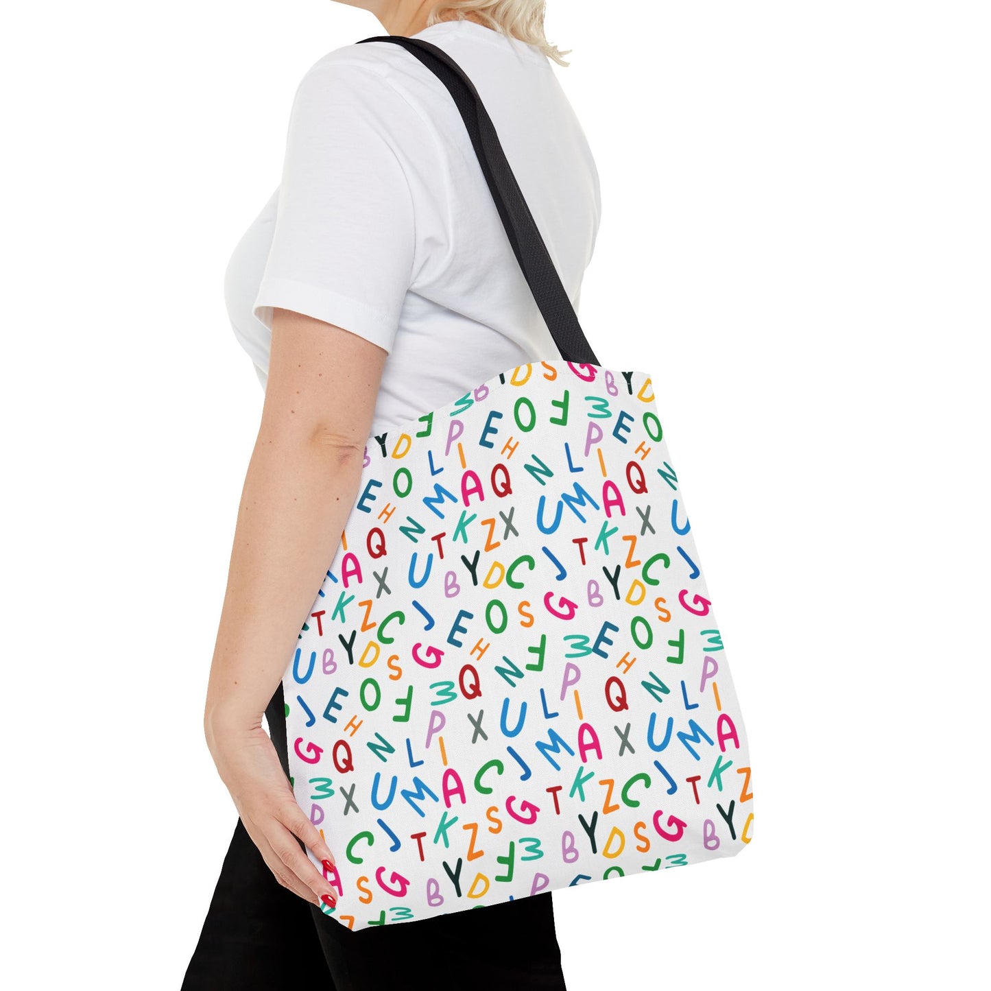 Colorful Alphabet Pattern Tote Bag