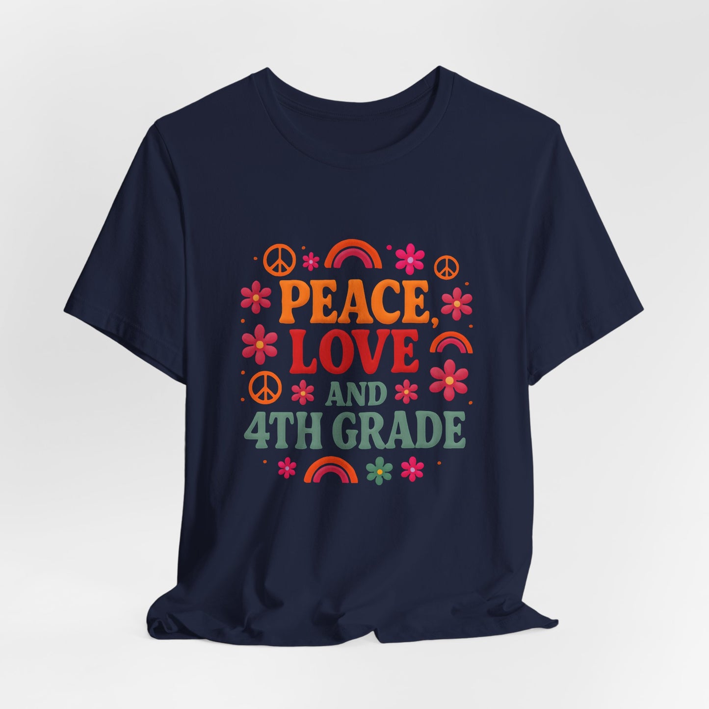 Peace, Love and 4th Grade T-Shirt — Retro Teacher Appreciation Tee