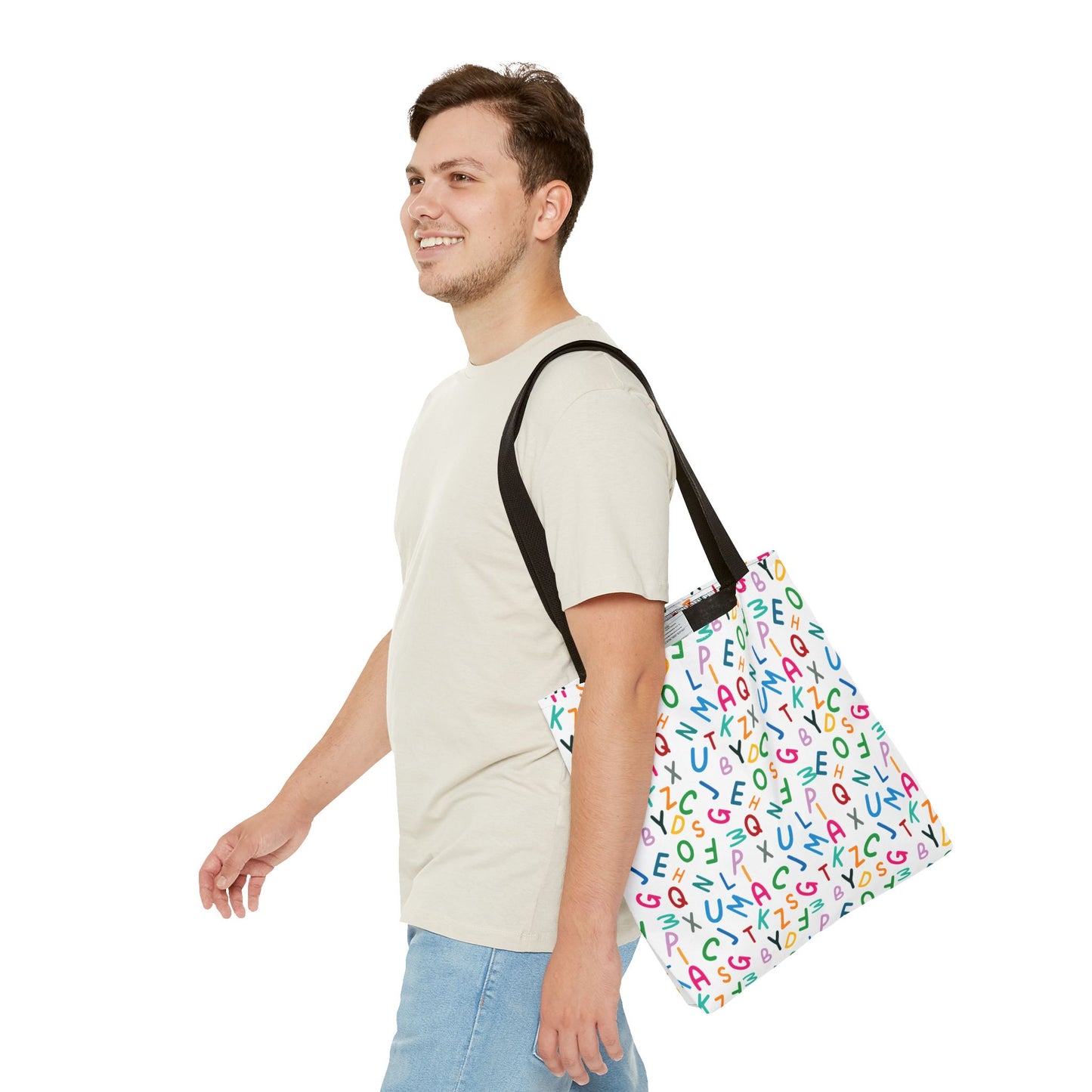 Colorful Alphabet Pattern Tote Bag