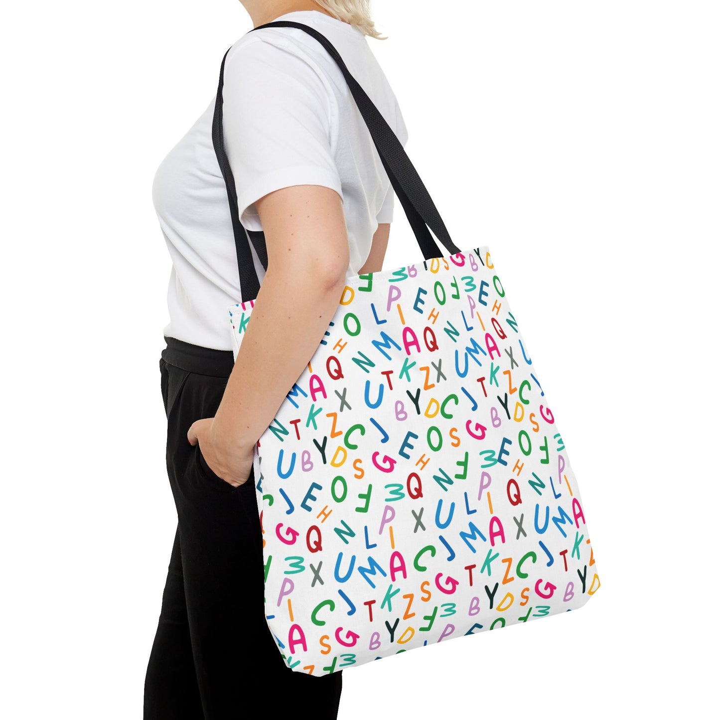 Colorful Alphabet Pattern Tote Bag
