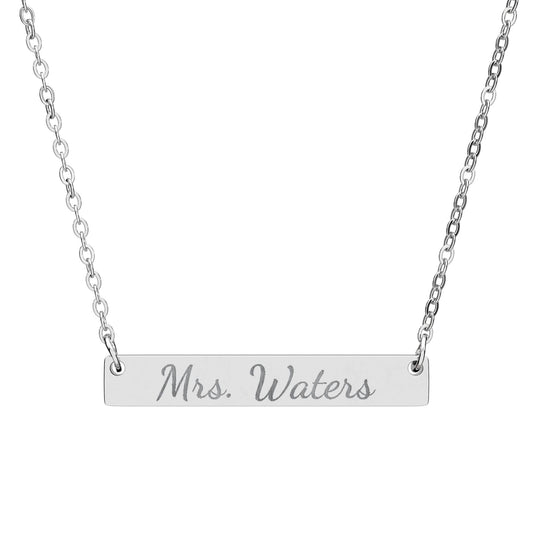 Custom Name Engraved Bar Necklace
