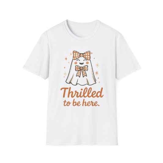 Thrilled to Be Here Ghost T-Shirt • Cute Fall Halloween Tee • Retro Teacher & Classroom Shirt