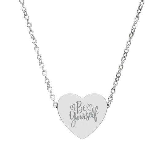 Engraved Heart Necklace — "Be Yourself" Pendant