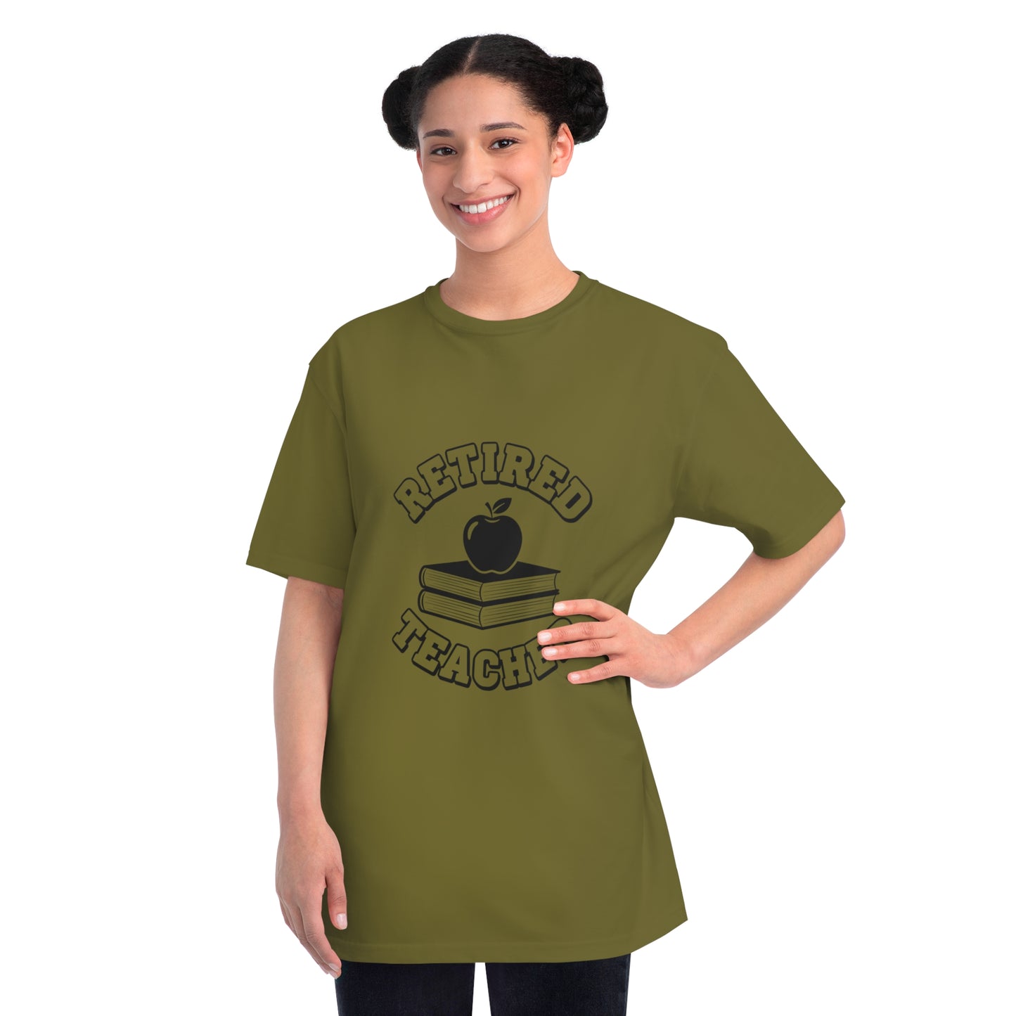 Organic "Retired Teacher" T-Shirt — Vintage Apple & Books Retirement Gift Tee