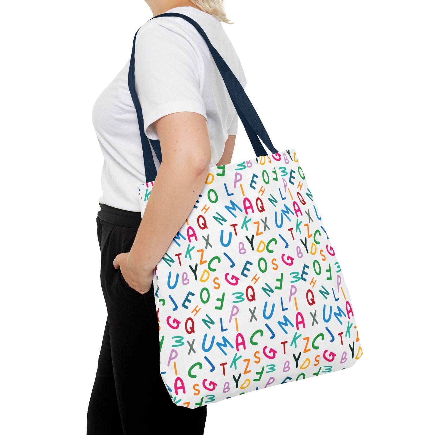 Colorful Alphabet Pattern Tote Bag