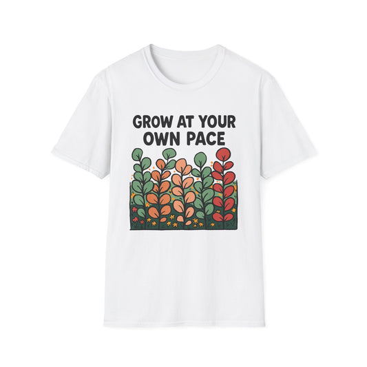 Grow at Your Own Pace Shirt – Retro Floral Graphic Tee, Comfort Colors Inspired, Growth Mindset T-Shirt for Women, Teachers & Everyday Wear