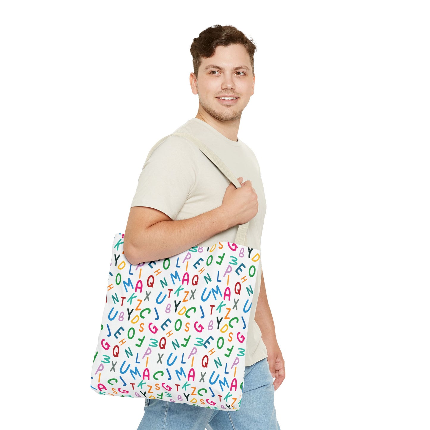 Colorful Alphabet Pattern Tote Bag