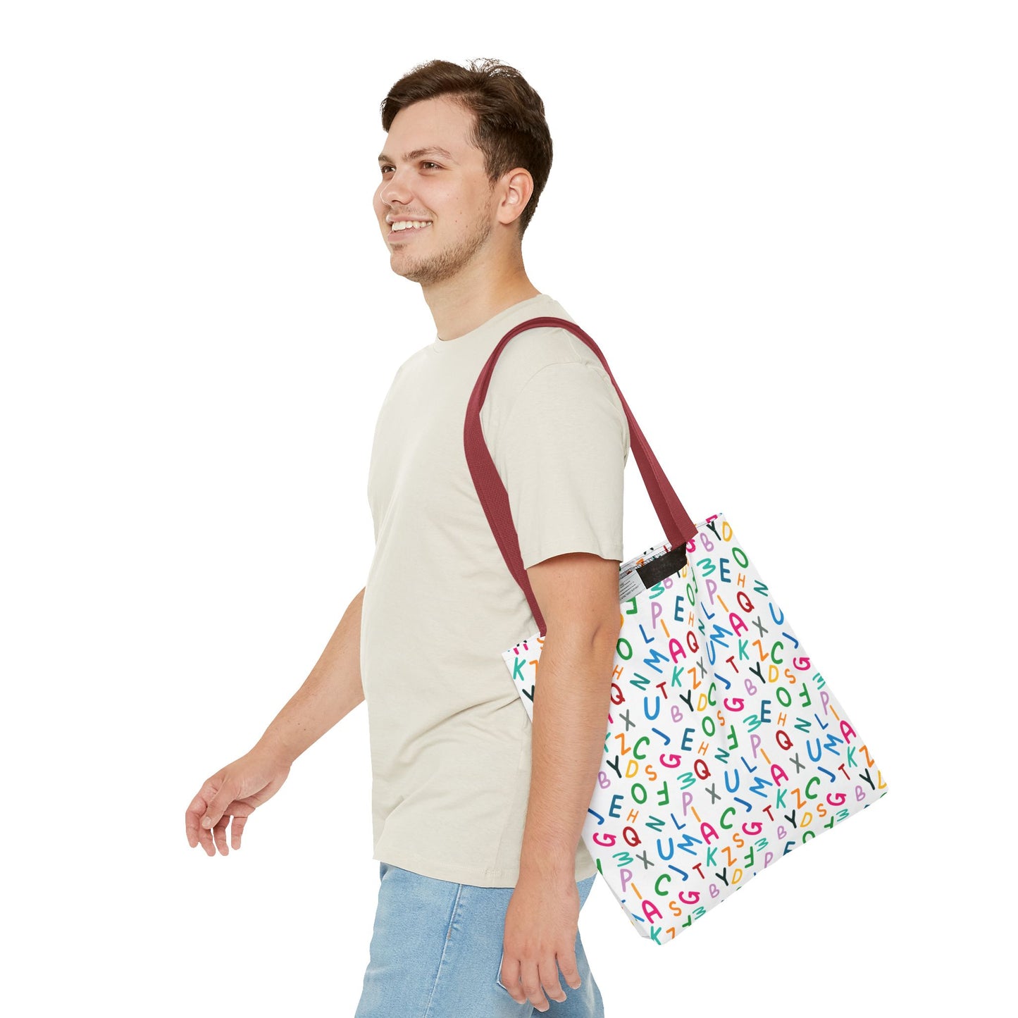 Colorful Alphabet Pattern Tote Bag