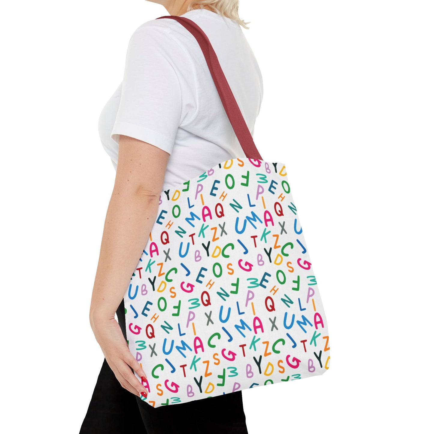 Colorful Alphabet Pattern Tote Bag