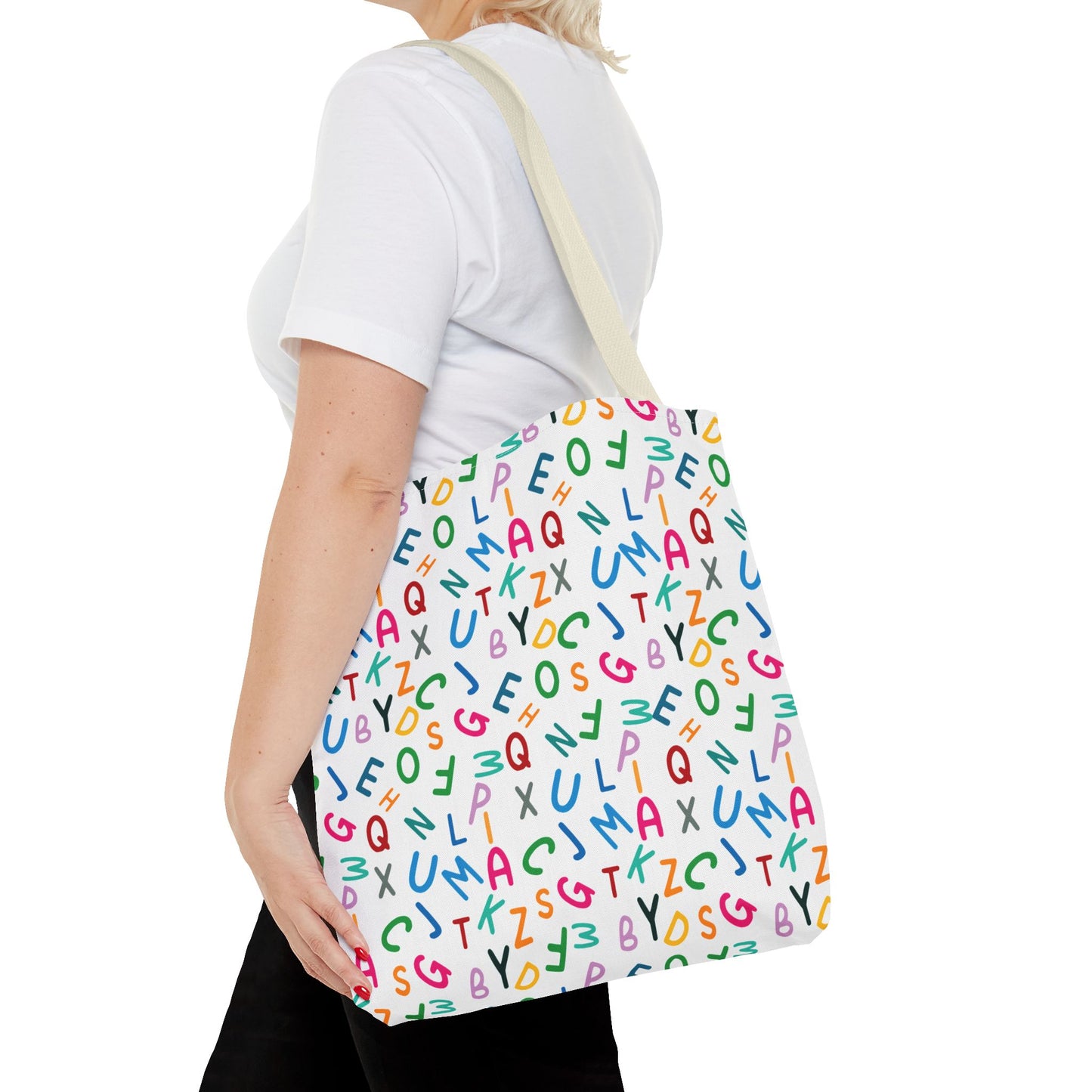 Colorful Alphabet Pattern Tote Bag