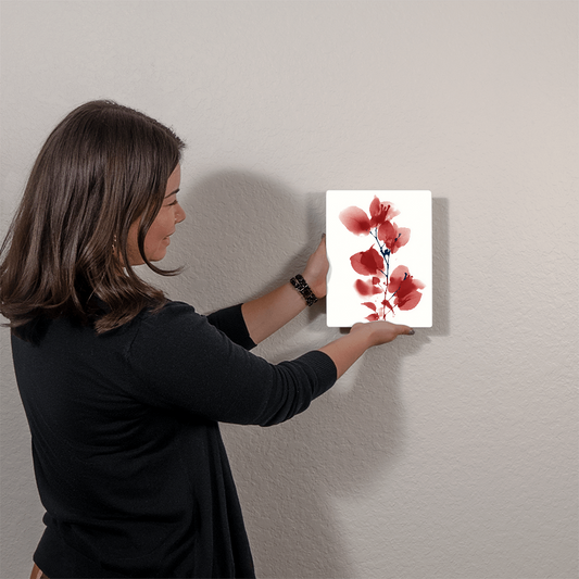 Red Bougainvillea Metal Wall Art – Modern Botanical Artwork