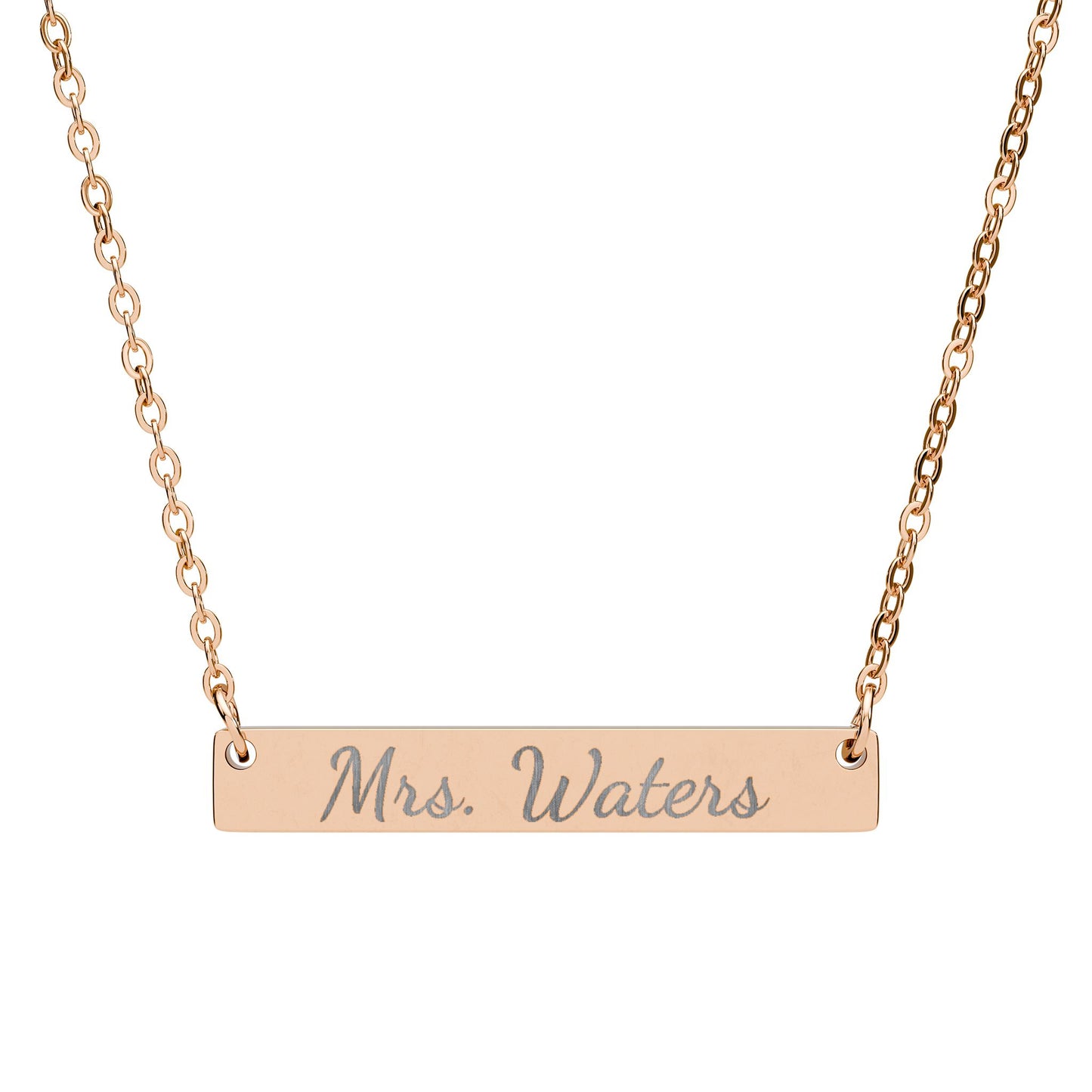 Personalized Teacher Necklace, Custom Engraved Bar Necklace for Mrs or Ms Name, Teacher Appreciation Gift from Student or Class