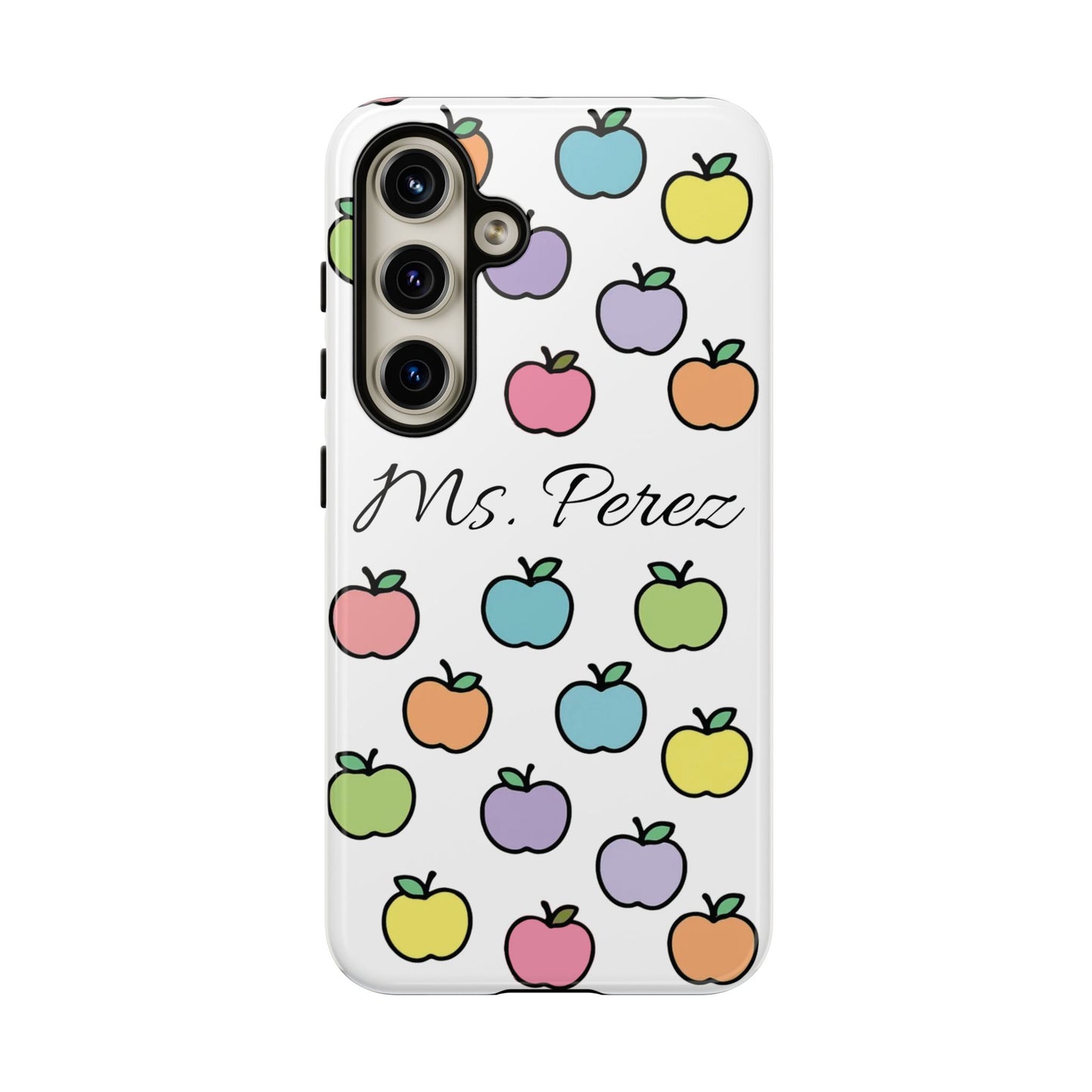 Personalized Teacher Apple Phone Case | Custom Name Teacher iPhone Case | Cute Apple Pattern Phone Case | Teacher Gift