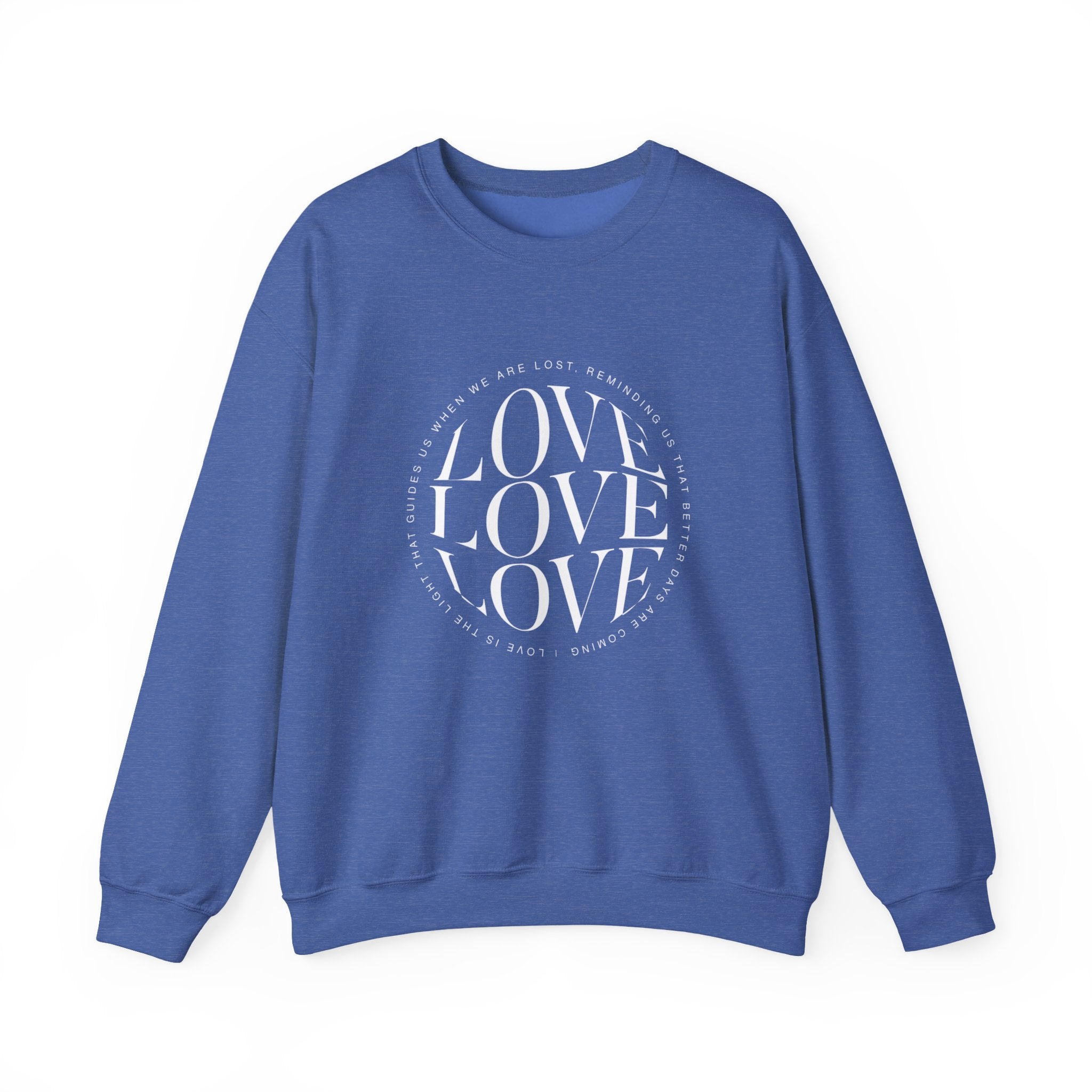 Love Circle Crewneck Sweatshirt — 'LOVE LOVE LOVE' Graphic Pullover
