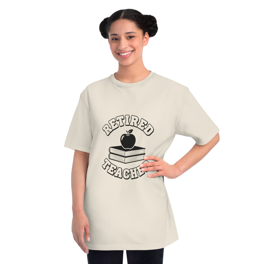 Organic "Retired Teacher" T-Shirt — Vintage Apple & Books Retirement Gift Tee