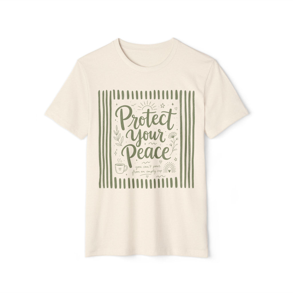 Protect Your Peace T‑Shirt — Organic Recycled Tee with Calming Botanical Design