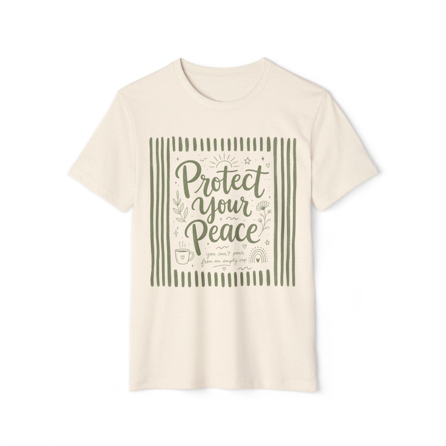 Protect Your Peace T‑Shirt — Organic Recycled Tee with Calming Botanical Design