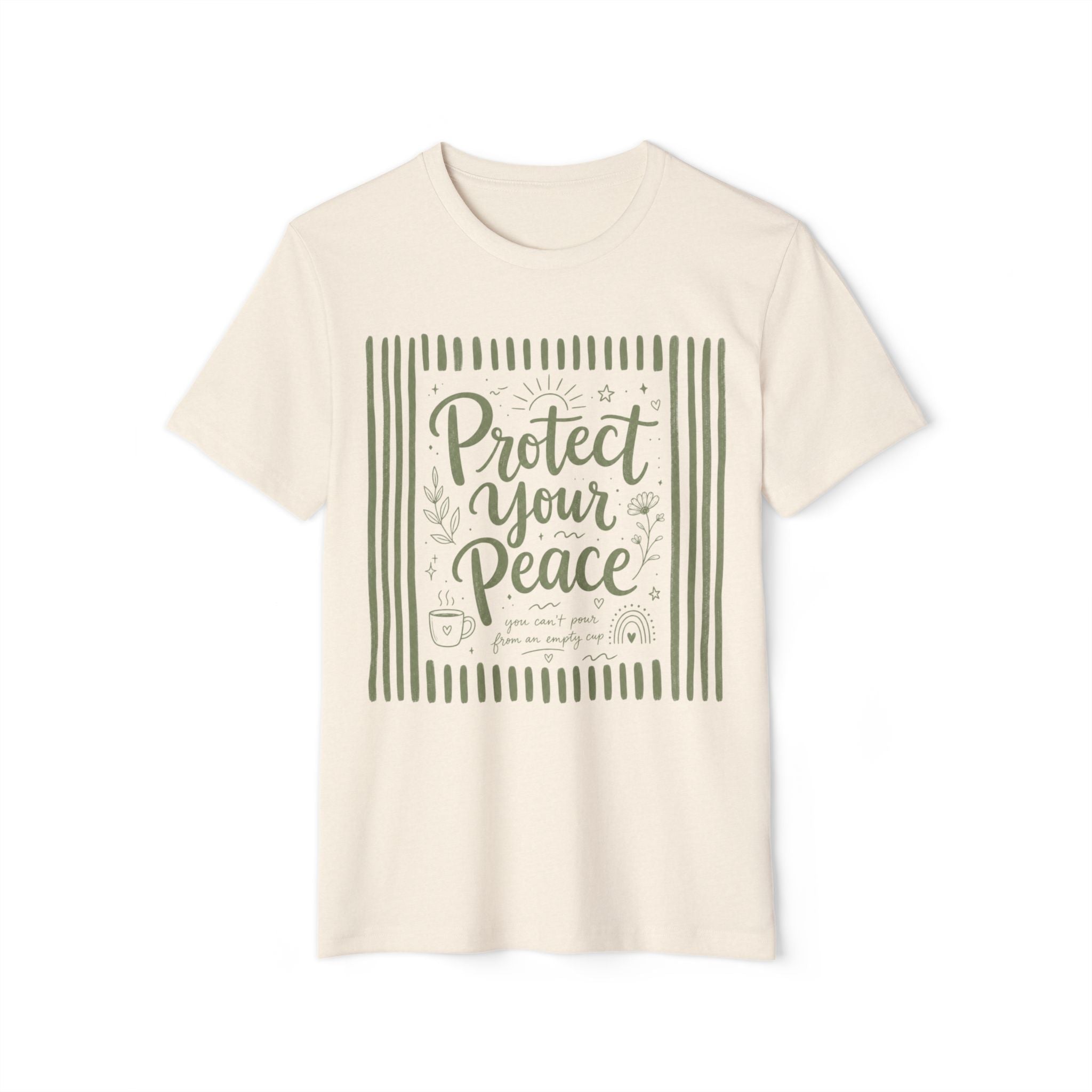 Protect Your Peace T‑Shirt — Organic Recycled Tee with Calming Botanical Design