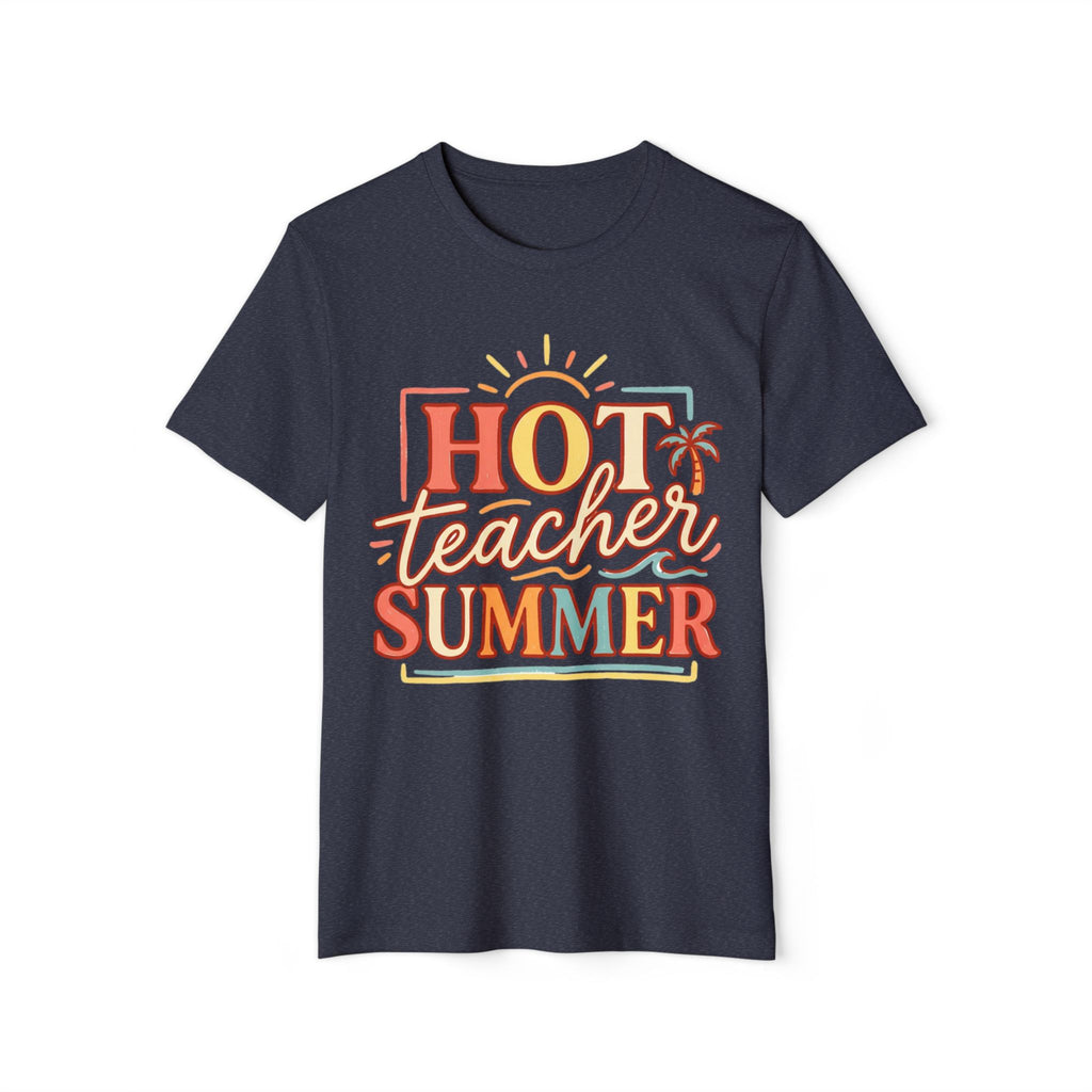 Teacher Summer T‑Shirt - Organic "Hot Teacher Summer" Retro Sun Design
