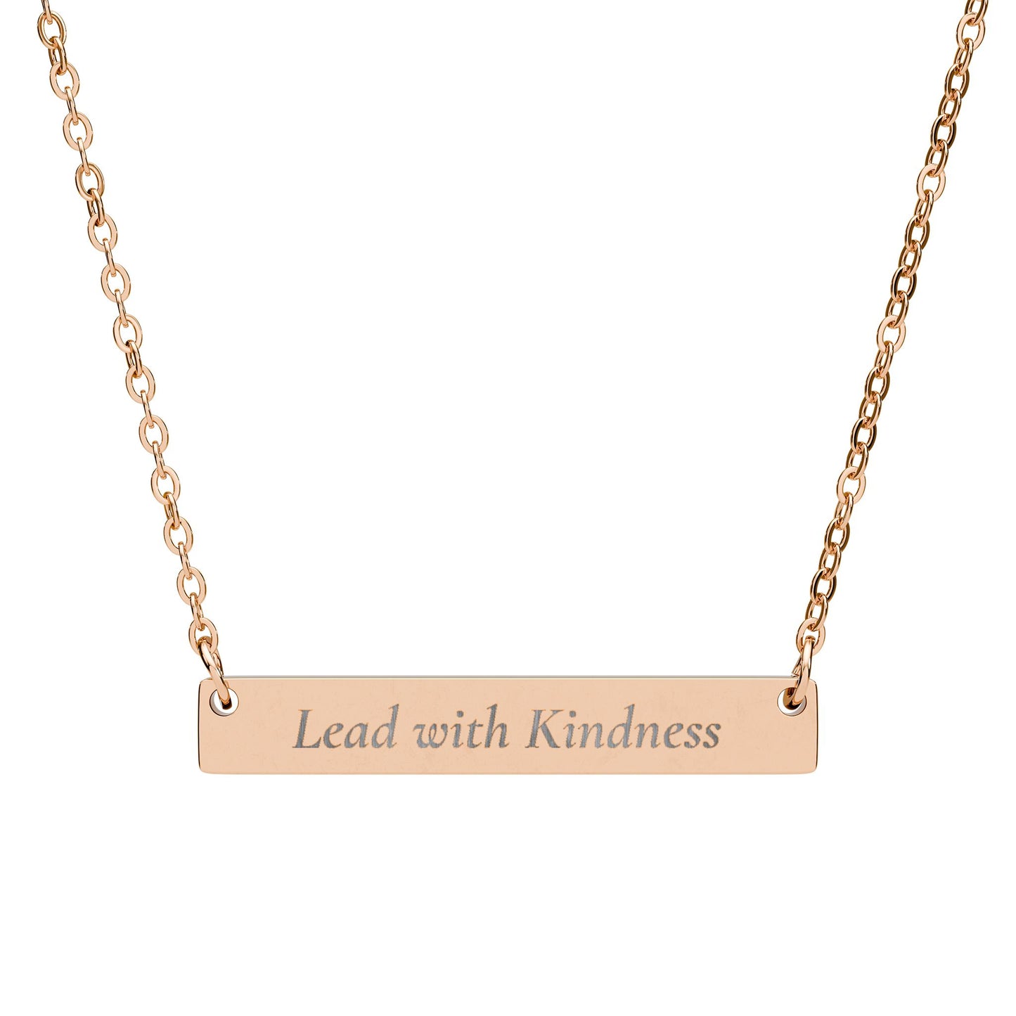 Lead With Kindness Teacher Necklace: Stainless Steel Engraved Bar Jewelry