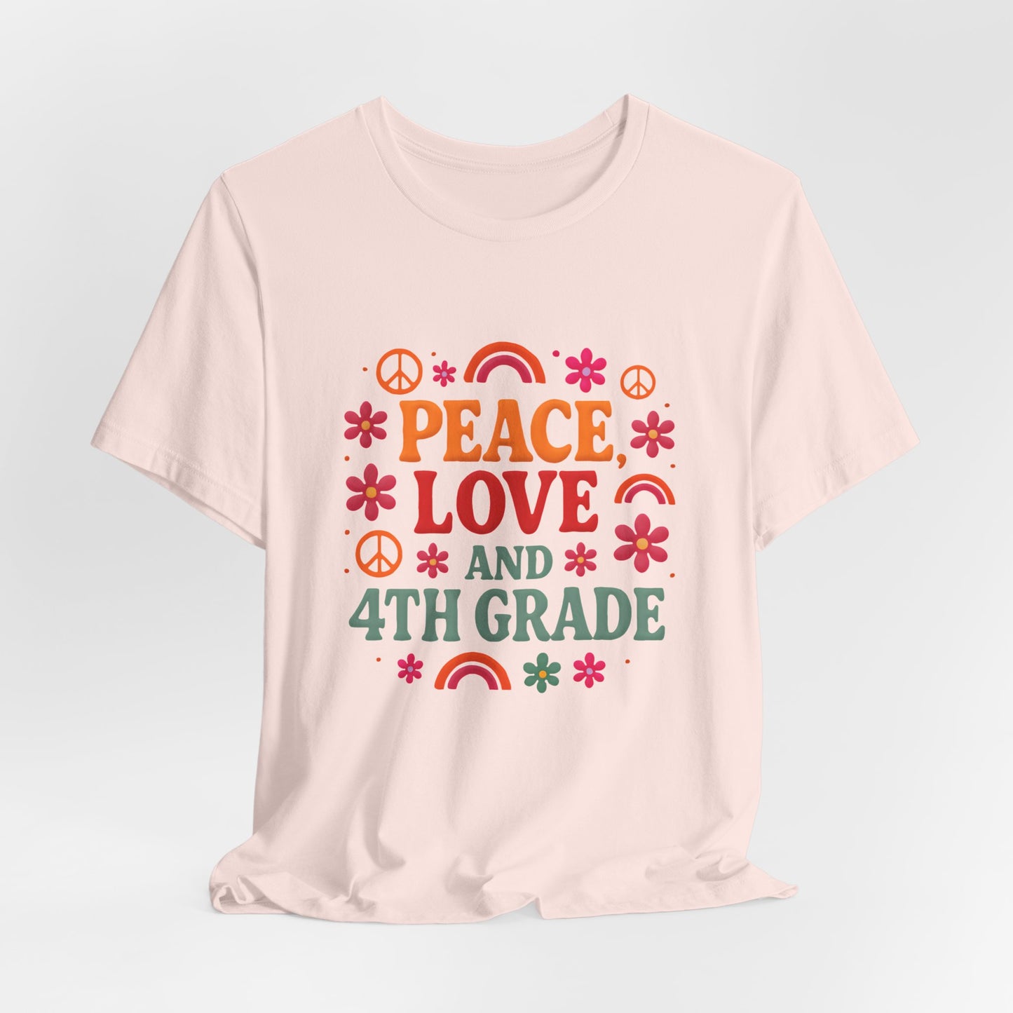 Peace, Love and 4th Grade T-Shirt — Retro Teacher Appreciation Tee