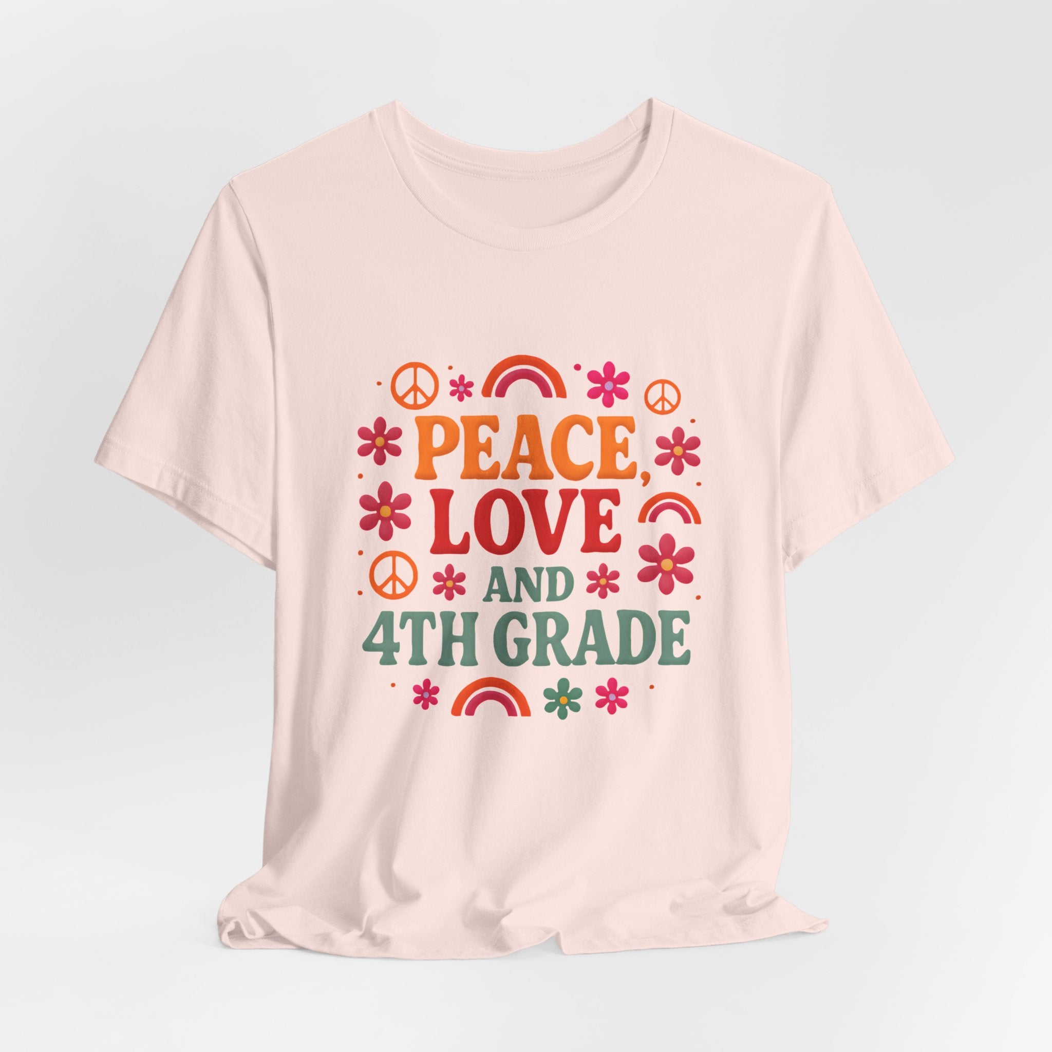 Peace, Love and 4th Grade T-Shirt — Retro Teacher Appreciation Tee