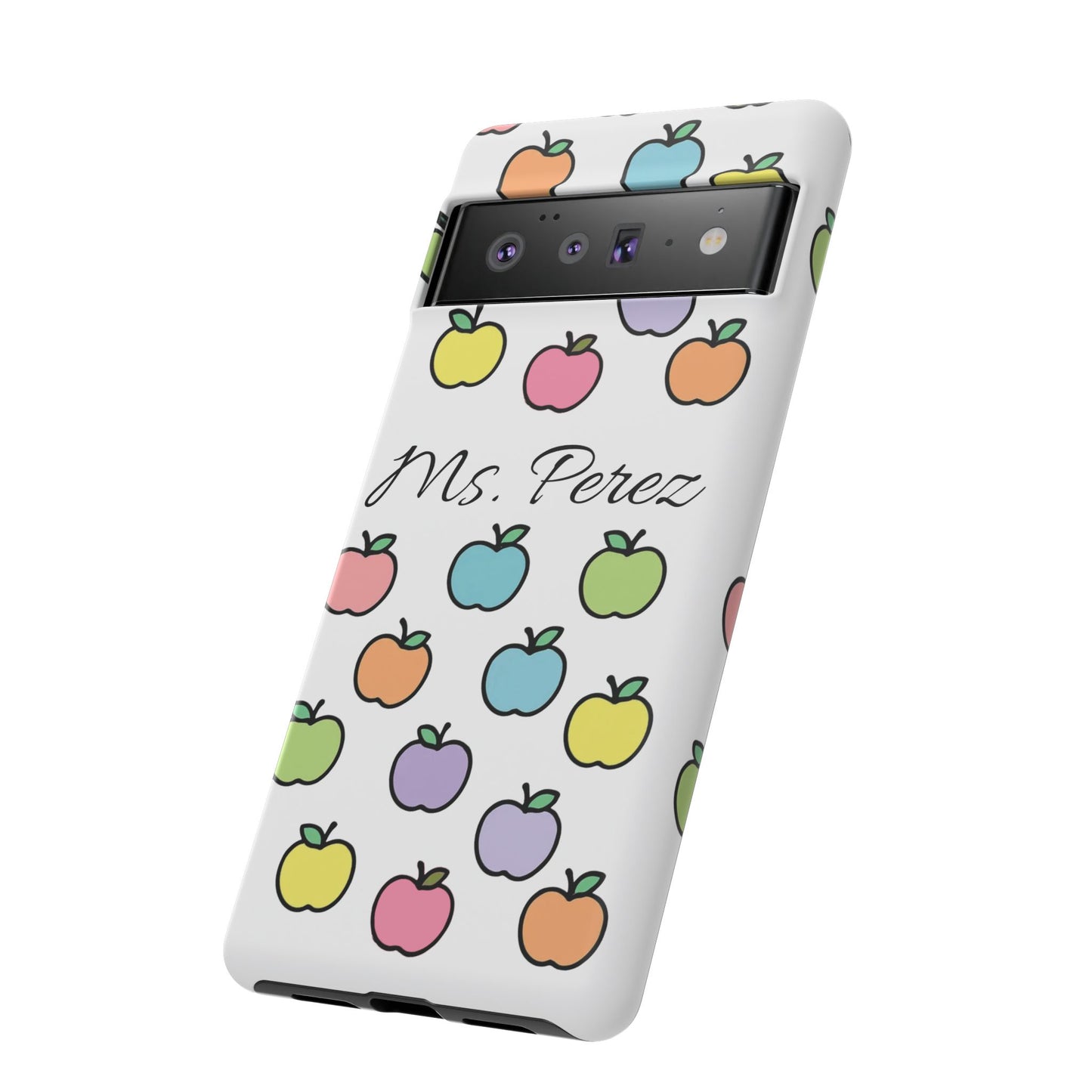 Personalized Teacher Apple Phone Case | Custom Name Teacher iPhone Case | Cute Apple Pattern Phone Case | Teacher Gift