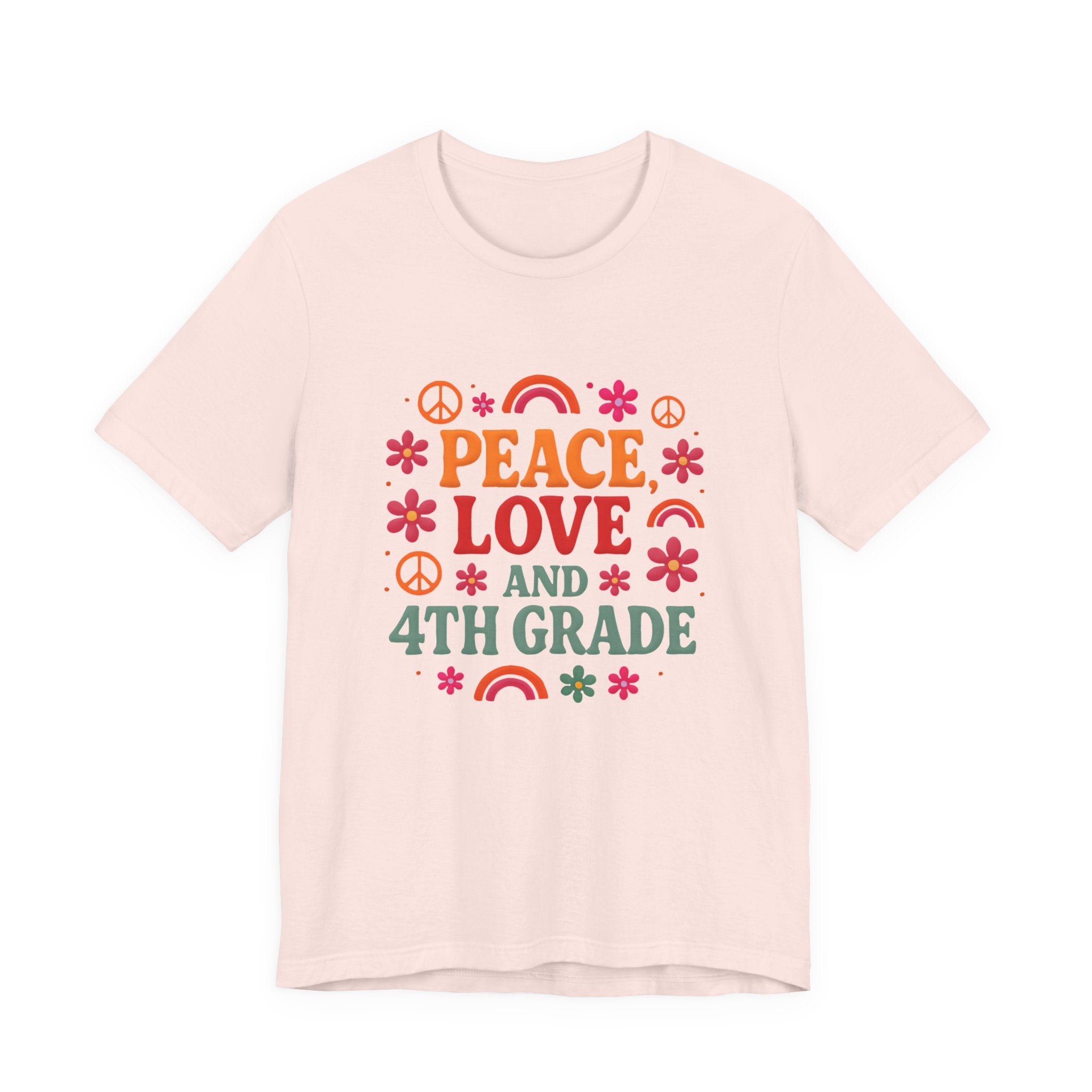 Peace, Love and 4th Grade T-Shirt — Retro Teacher Appreciation Tee