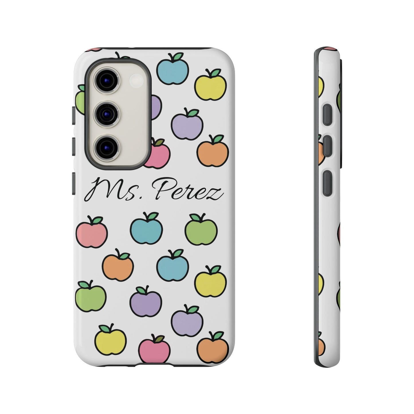 Personalized Teacher Apple Phone Case | Custom Name Teacher iPhone Case | Cute Apple Pattern Phone Case | Teacher Gift