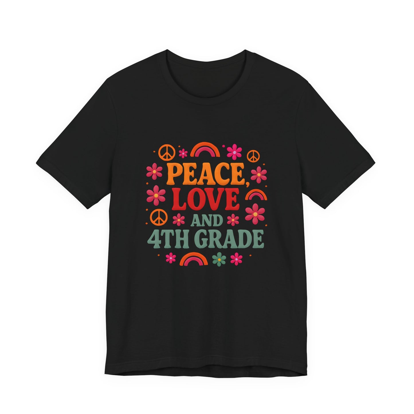 Peace, Love and 4th Grade T-Shirt — Retro Teacher Appreciation Tee
