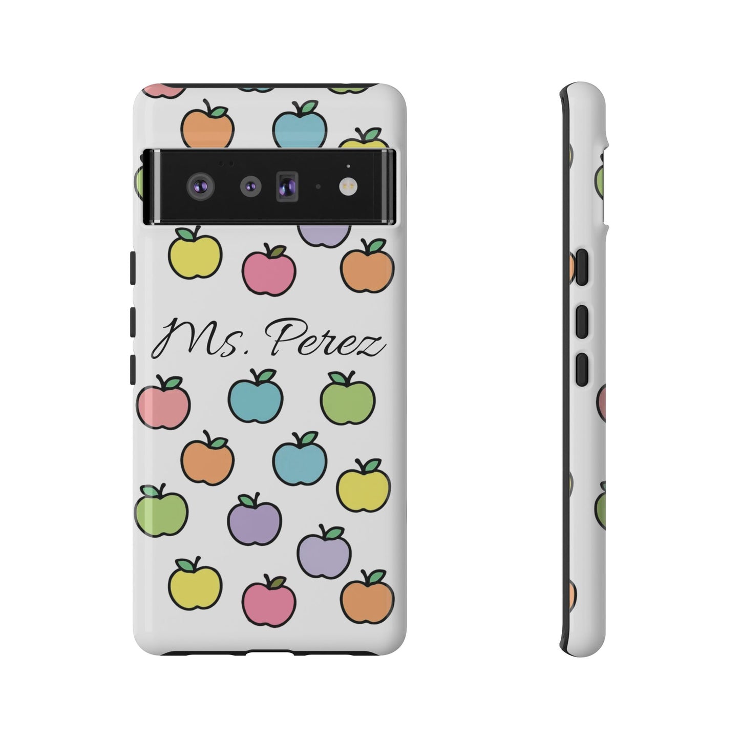 Personalized Teacher Apple Phone Case | Custom Name Teacher iPhone Case | Cute Apple Pattern Phone Case | Teacher Gift
