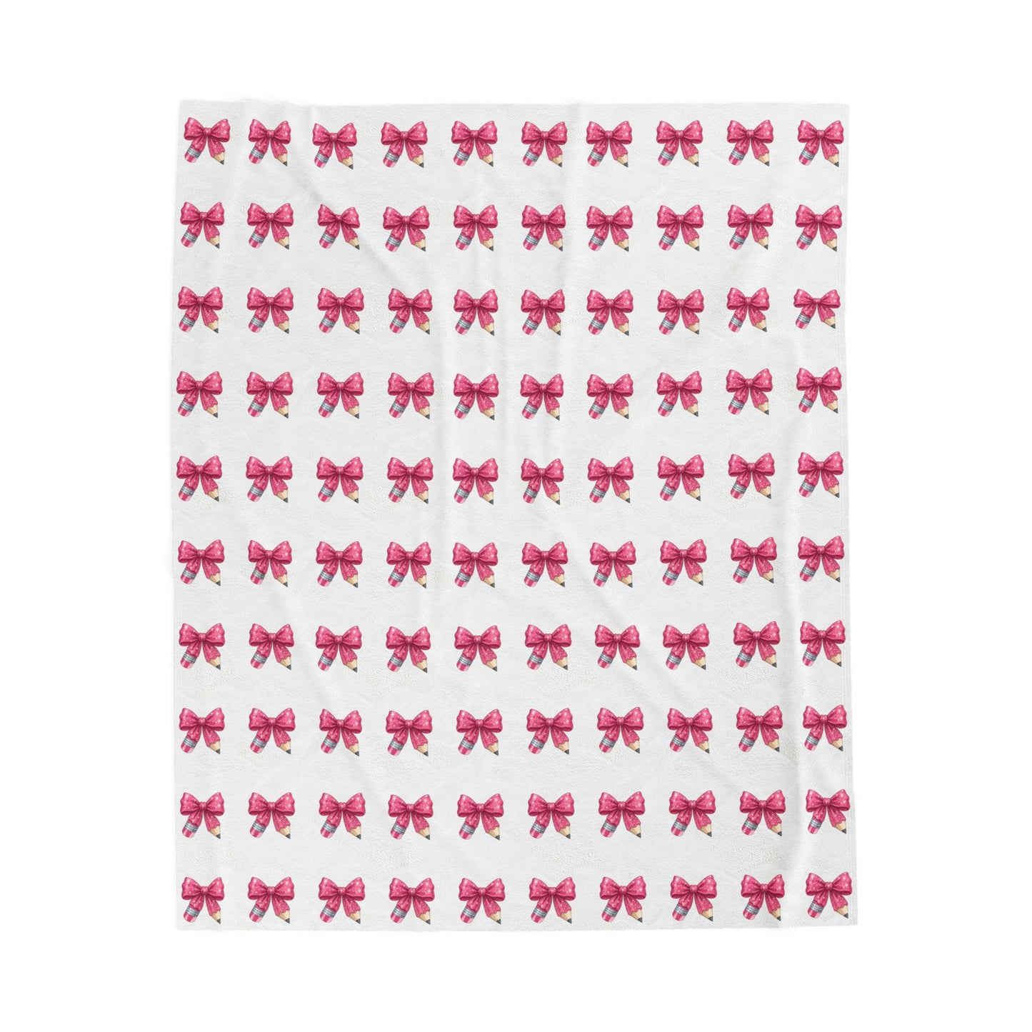 Pink Bow Pattern Velveteen Plush Blanket – Soft Cozy Throw for Girls, Gifts & Nursery Décor