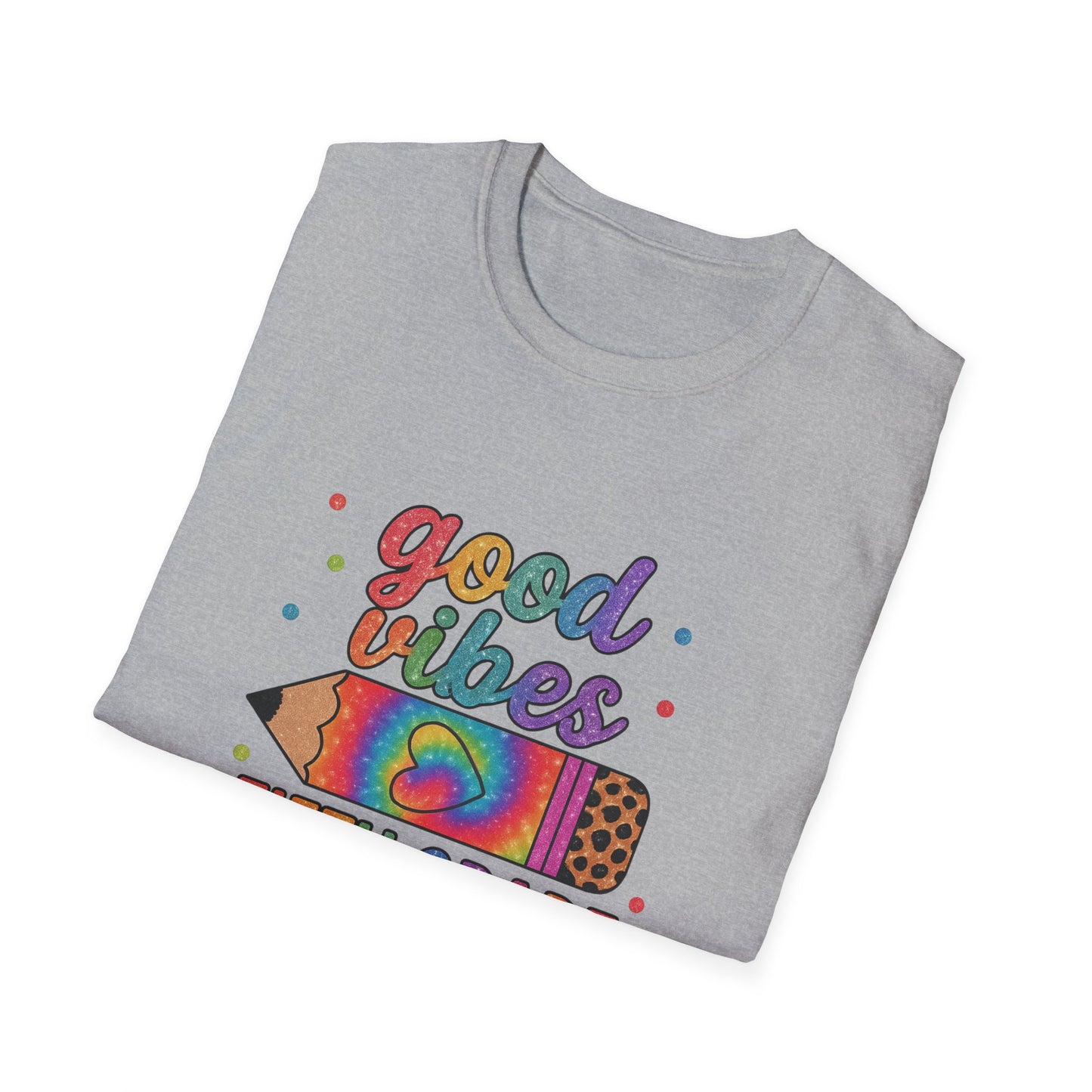 Good Vibes Fifth Grade T-Shirt — Colorful Pencil Teacher/Student Tee