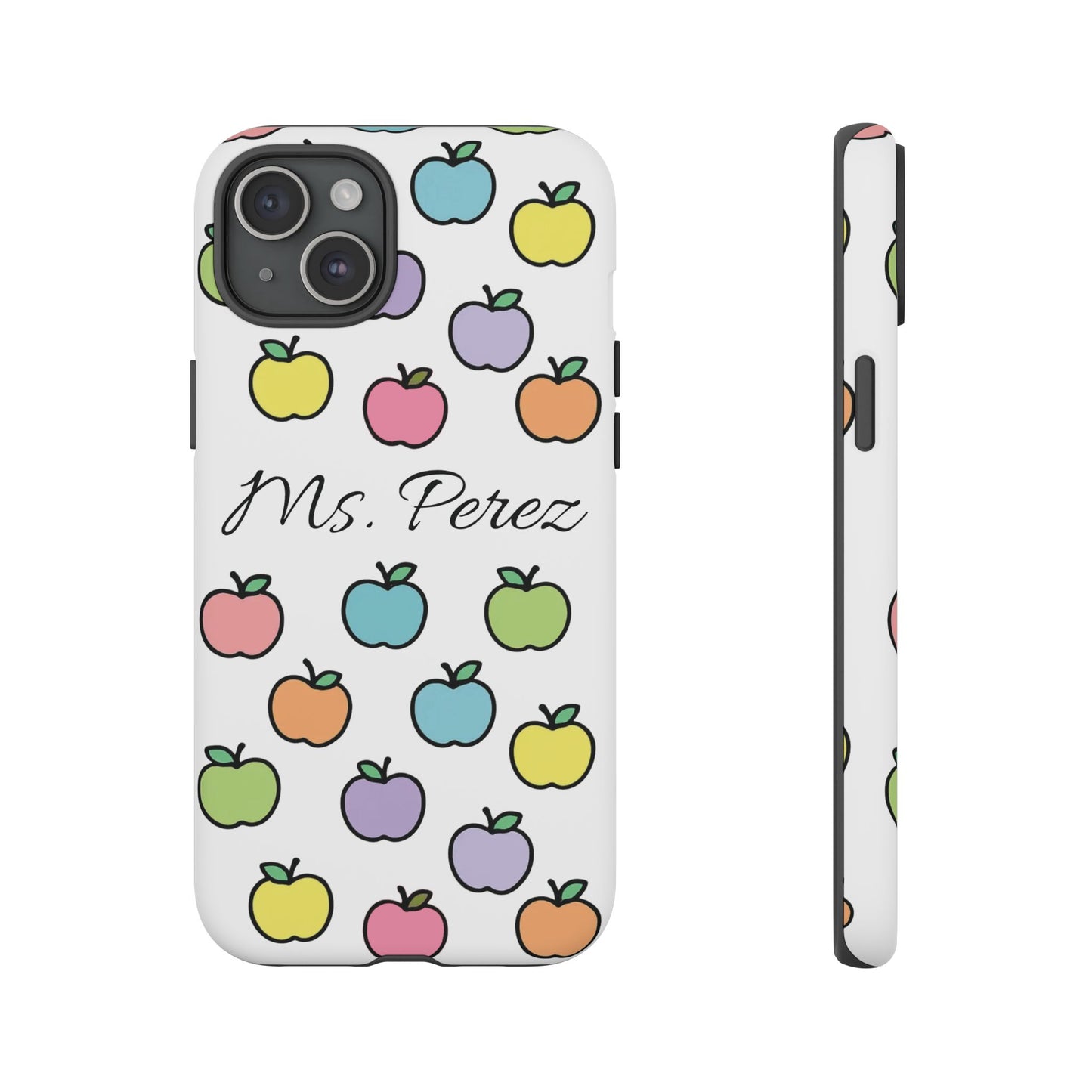 Personalized Teacher Apple Phone Case | Custom Name Teacher iPhone Case | Cute Apple Pattern Phone Case | Teacher Gift
