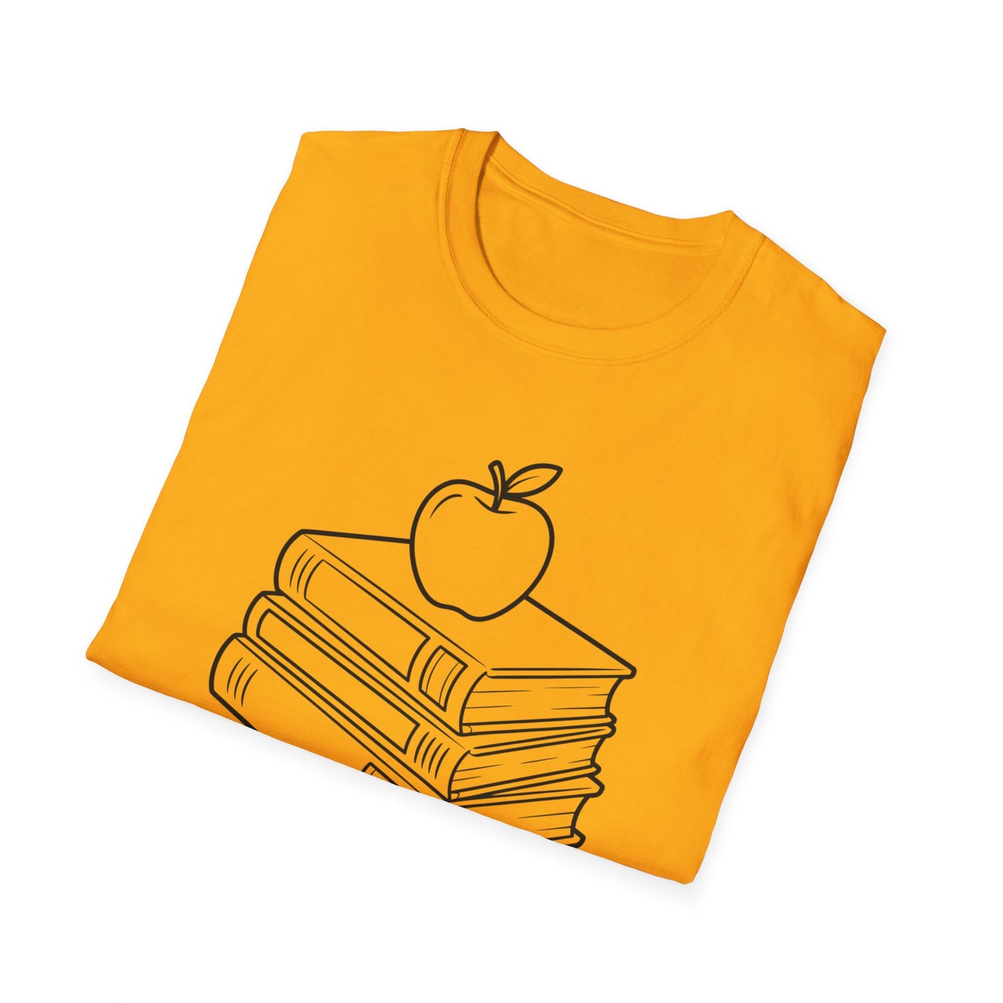 Teacher Apple Stack T‑Shirt — Minimalist Books & Apple Tee for Educators