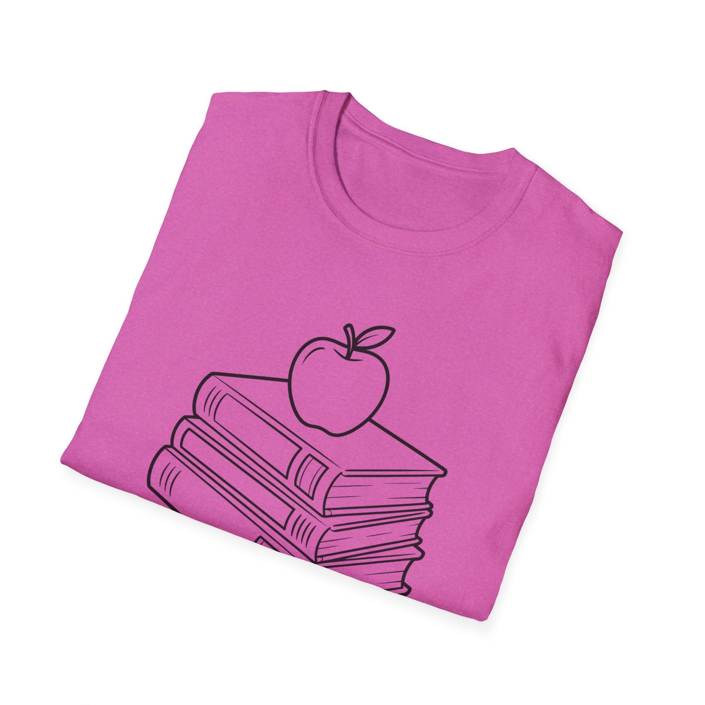 Teacher Apple Stack T‑Shirt — Minimalist Books & Apple Tee for Educators
