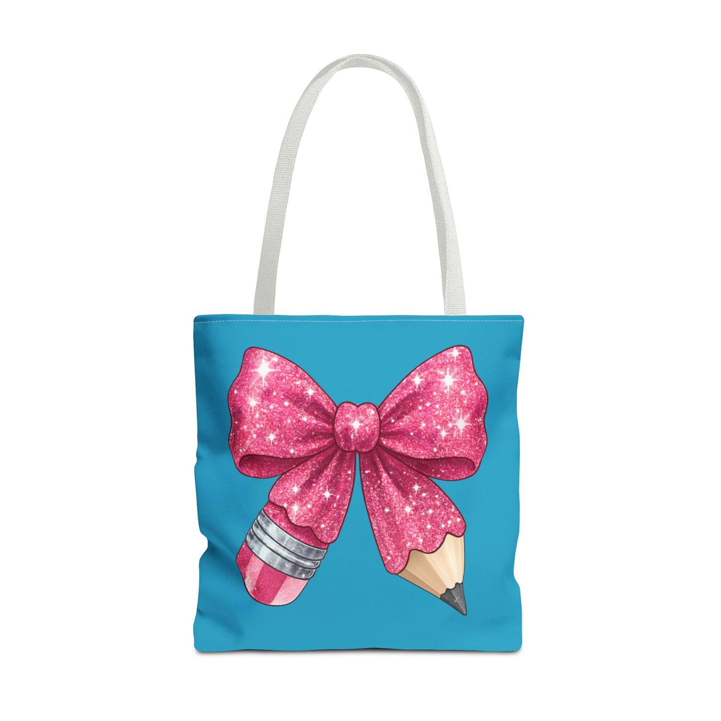 Pink Glitter Pencil & Eraser Tote Bag — Cute Teacher Gift