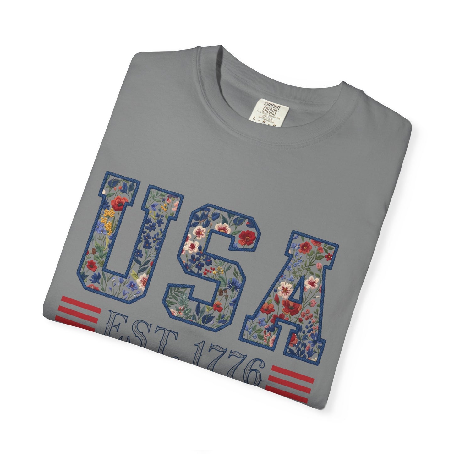 Floral USA Comfort Colors Teacher Shirt: Patriotic History Teacher Tee