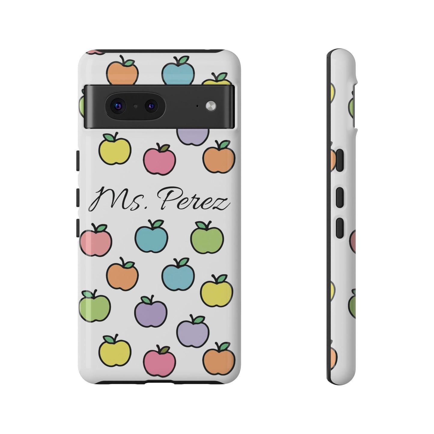Personalized Teacher Apple Phone Case | Custom Name Teacher iPhone Case | Cute Apple Pattern Phone Case | Teacher Gift