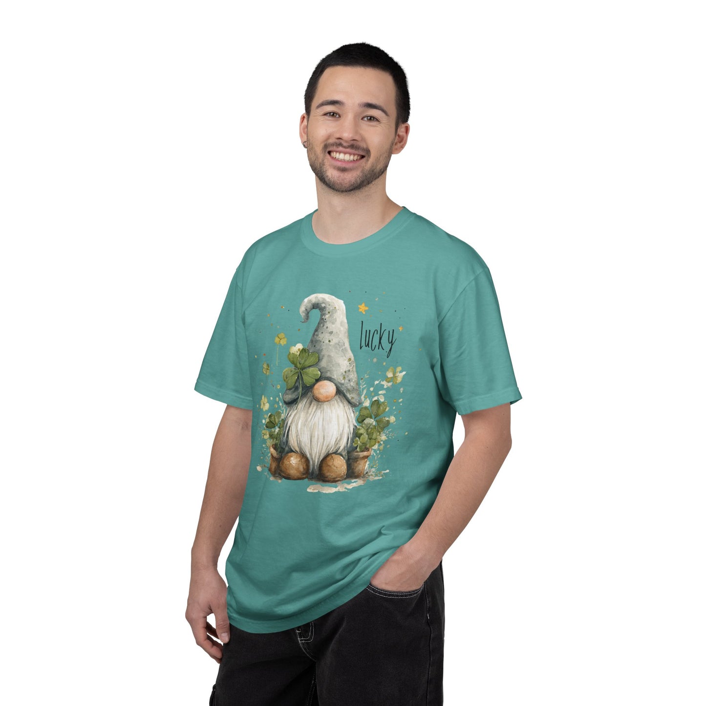 St. Patrick's Gnome T-Shirt — "Lucky" Shamrock Garden Tee