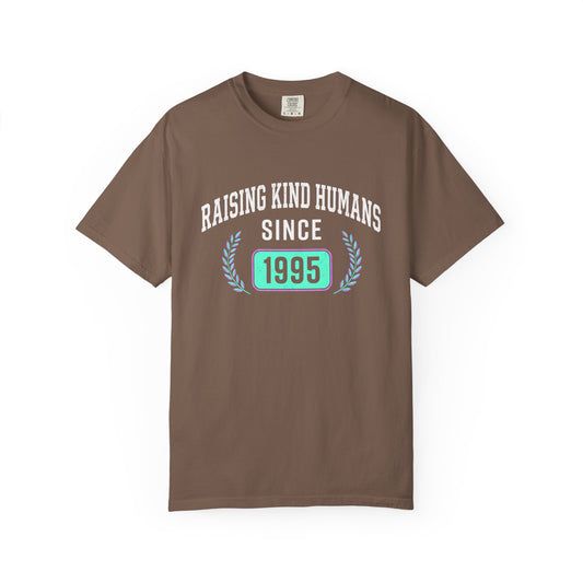 Raising Kind Humans T-Shirt — Personalized Birth Year