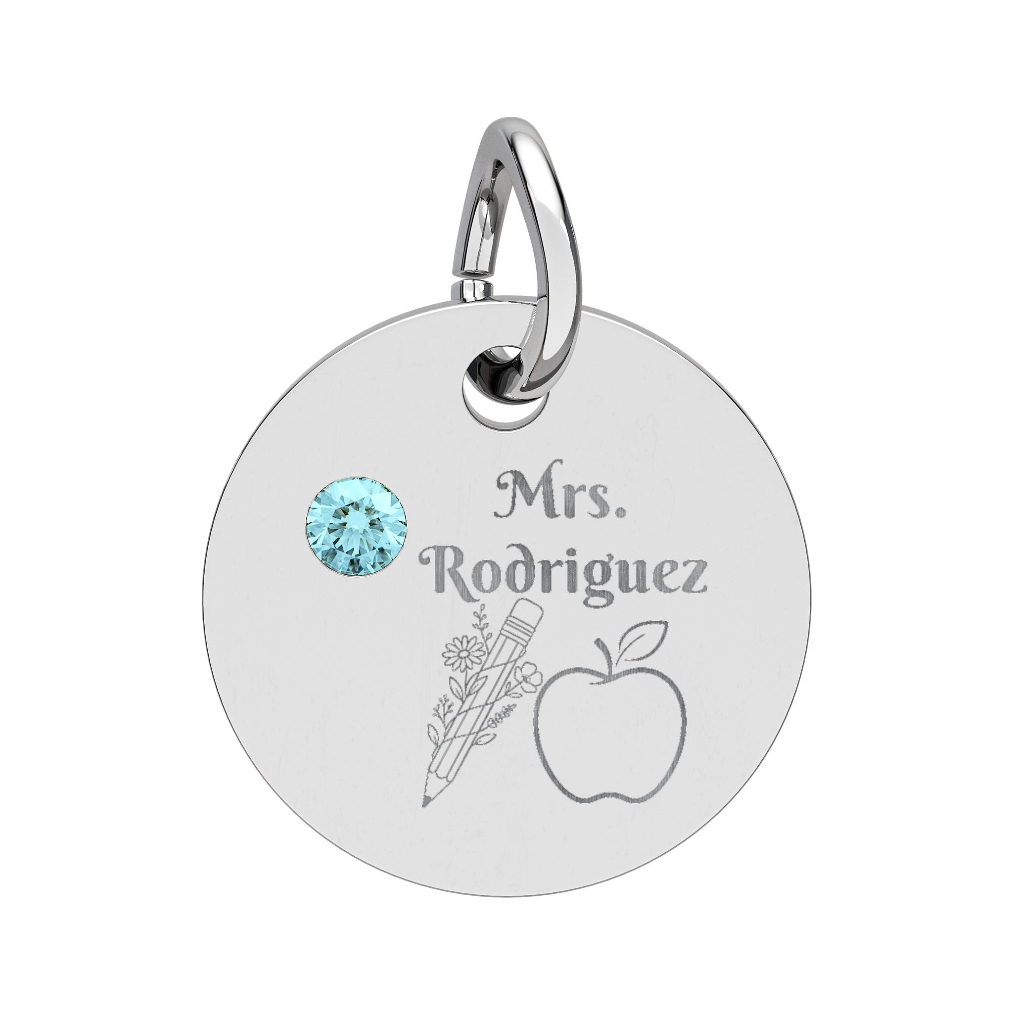 Personalized Teacher Birthstone Charm