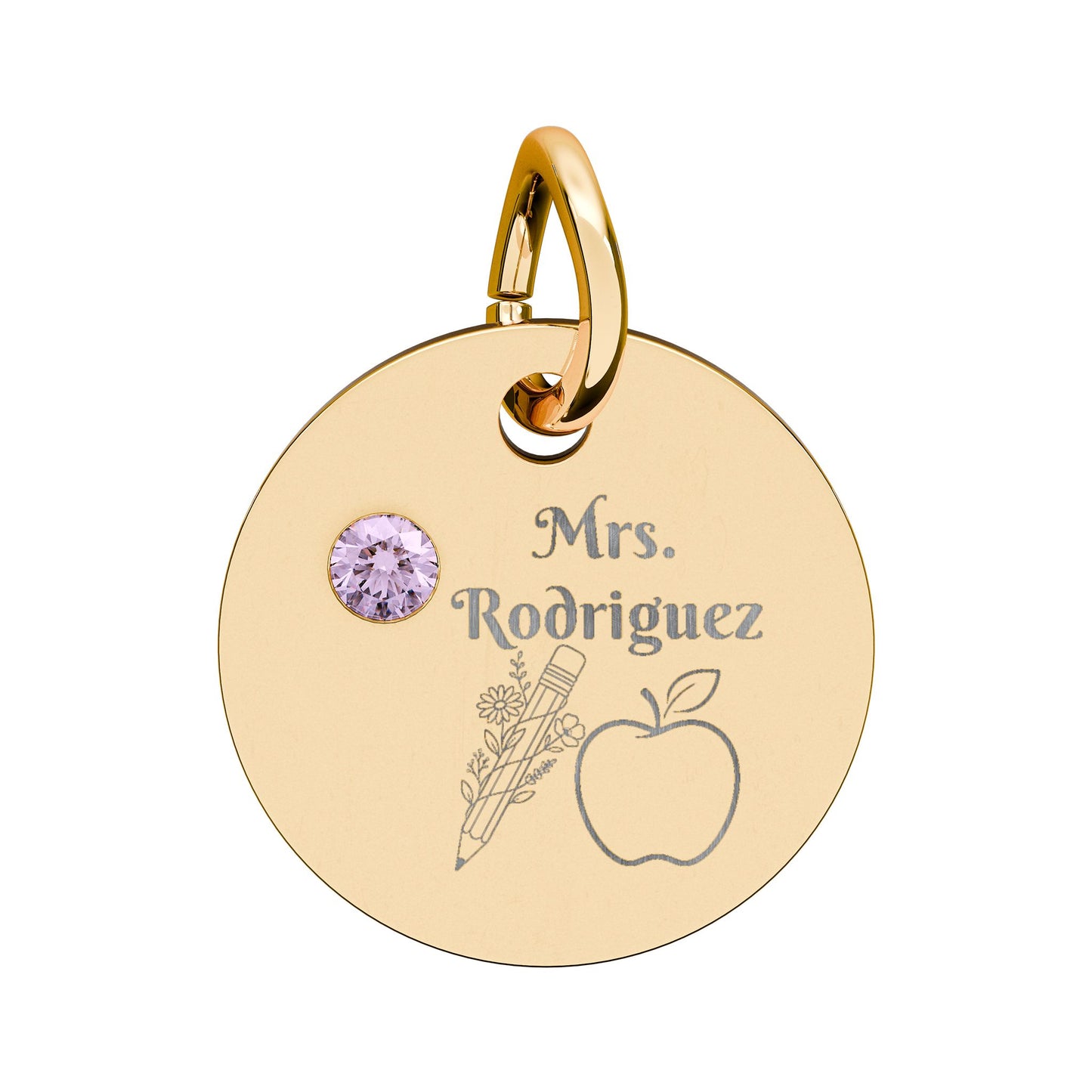Personalized Teacher Birthstone Charm