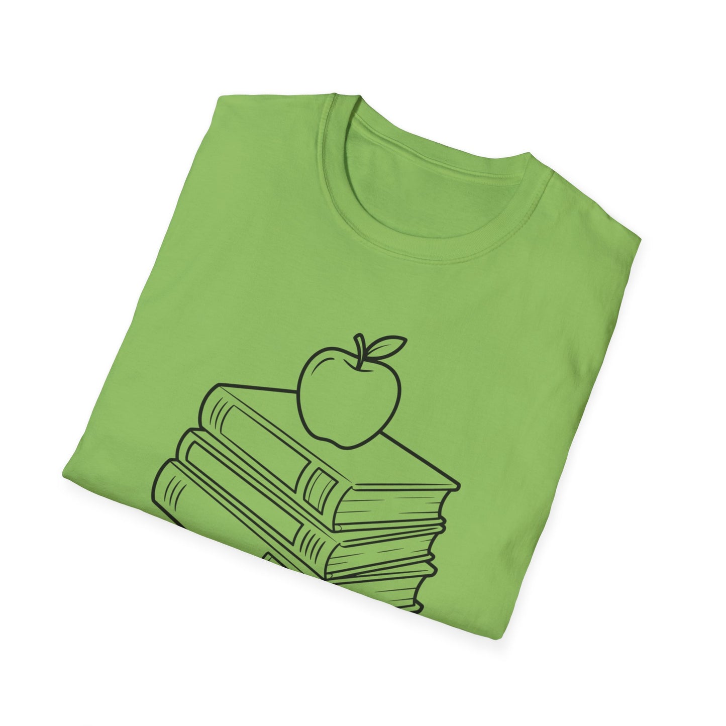 Teacher Apple Stack T‑Shirt — Minimalist Books & Apple Tee for Educators